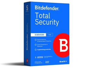 Bitdefender Total Security 2025 for PC and MAC, Complete Antivirus and Internet Security Suite, 5 Devices, 1-Year Subscription
