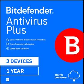 Bitdefender Antivirus Plus, 3 Devices, 1-Year Subscription
