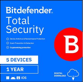 Bitdefender Total Security for PC and MAC, 5 Devices, 1-Year Subscription