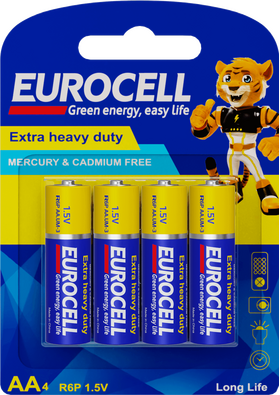 Eurocell Extra Heavy Duty AA4 Batteries