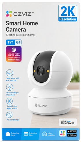 EZVIZ TY1 G1 2K Smart Home Wi-Fi Security Camera with Pan and Tilt